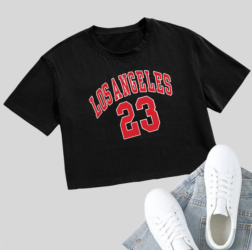 Personalized English Letters Summer Navel T-shirt