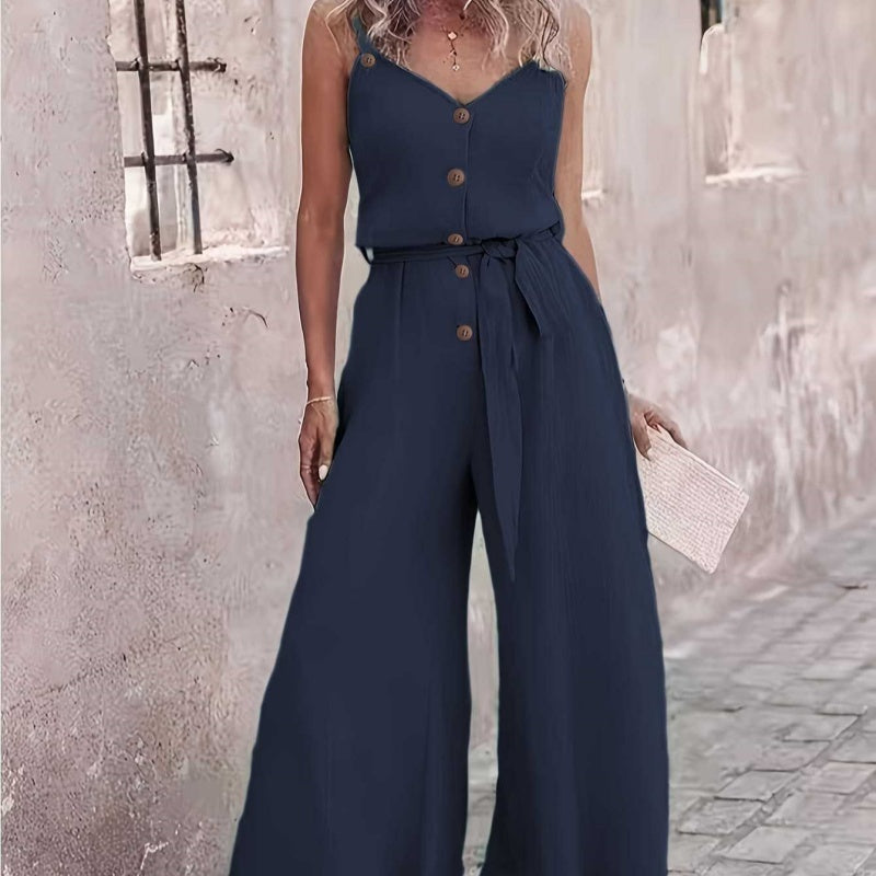 Drawstring Wide Leg Loose Jumpsuit