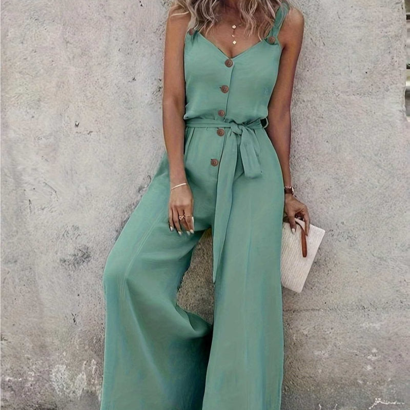 Drawstring Wide Leg Loose Jumpsuit