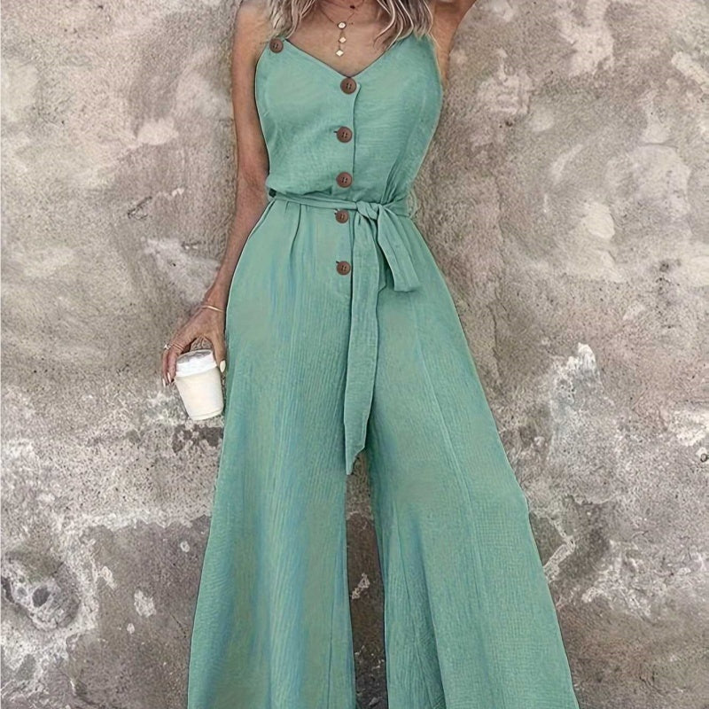 Drawstring Wide Leg Loose Jumpsuit