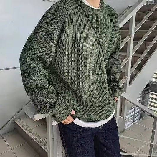 Casual Retro Crew Neck Sweater