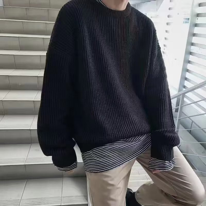 Casual Retro Crew Neck Sweater