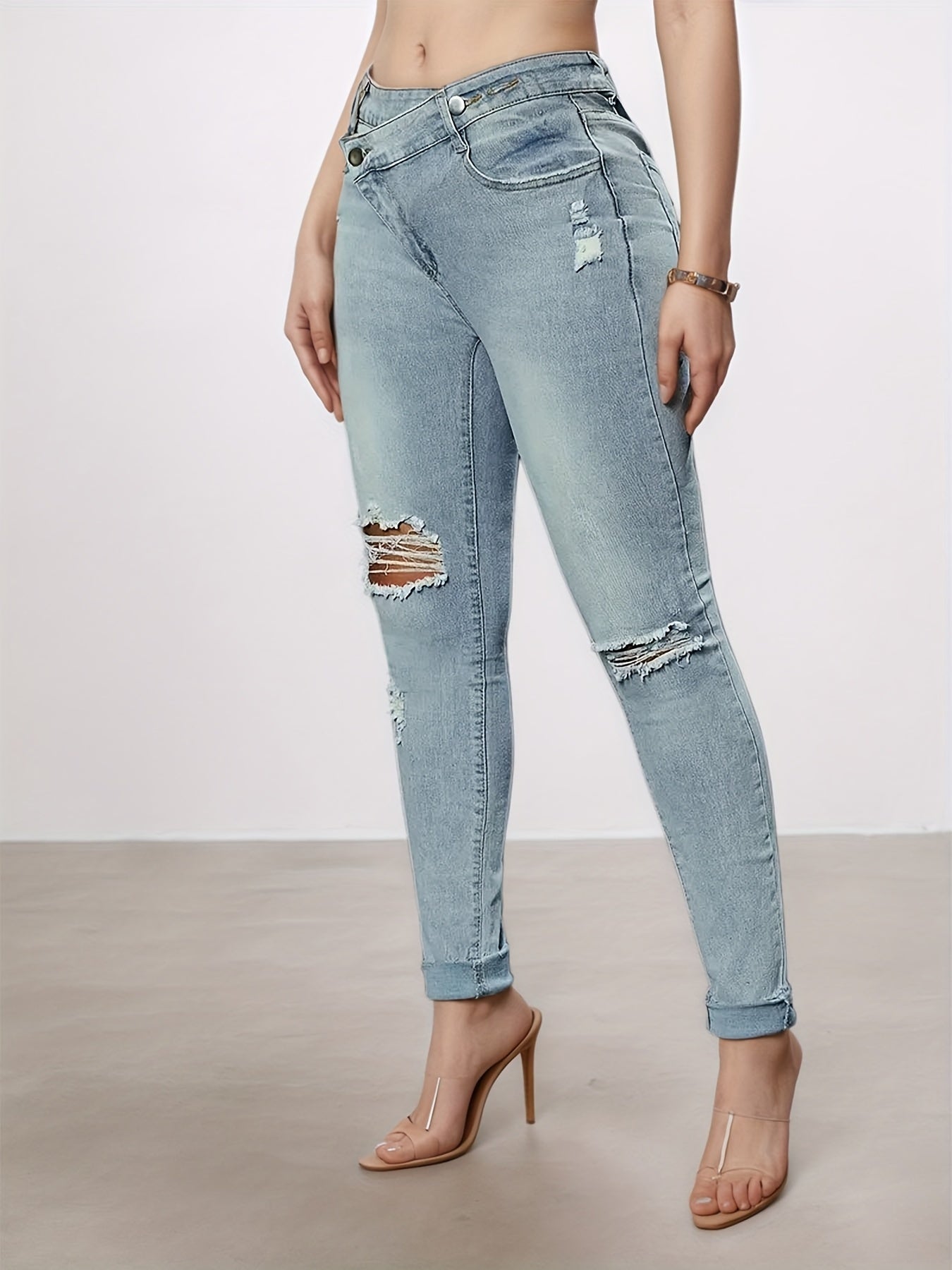 Tear Washed Slim Fit Denim jean Leggings