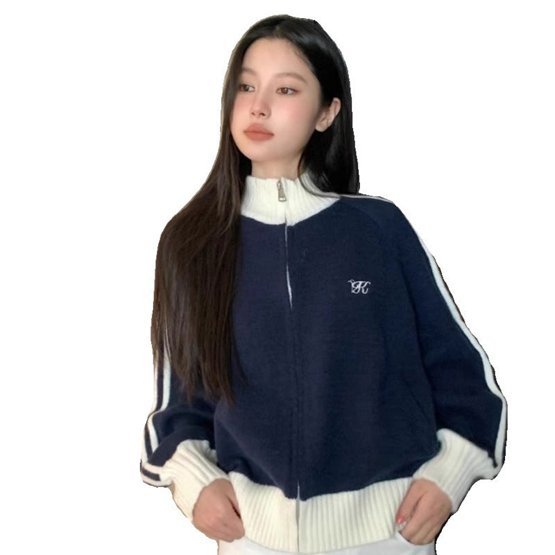 Long-sleeved Stand Collar Sweater Coat