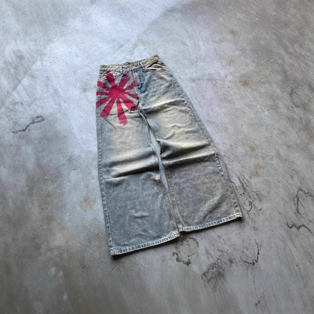 Wide-leg denim jeans