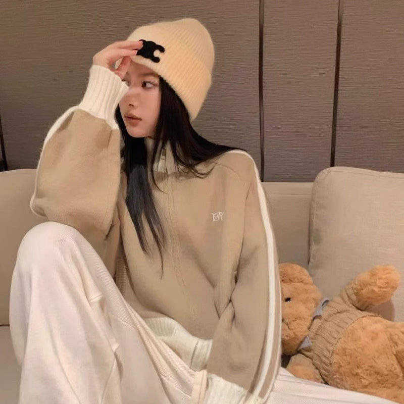 Long-sleeved Stand Collar Sweater Coat