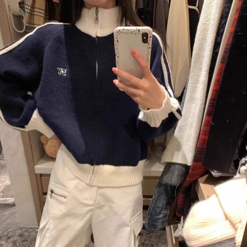 Long-sleeved Stand Collar Sweater Coat