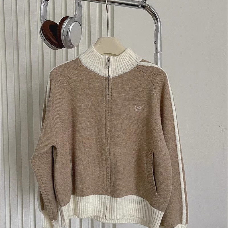 Long-sleeved Stand Collar Sweater Coat