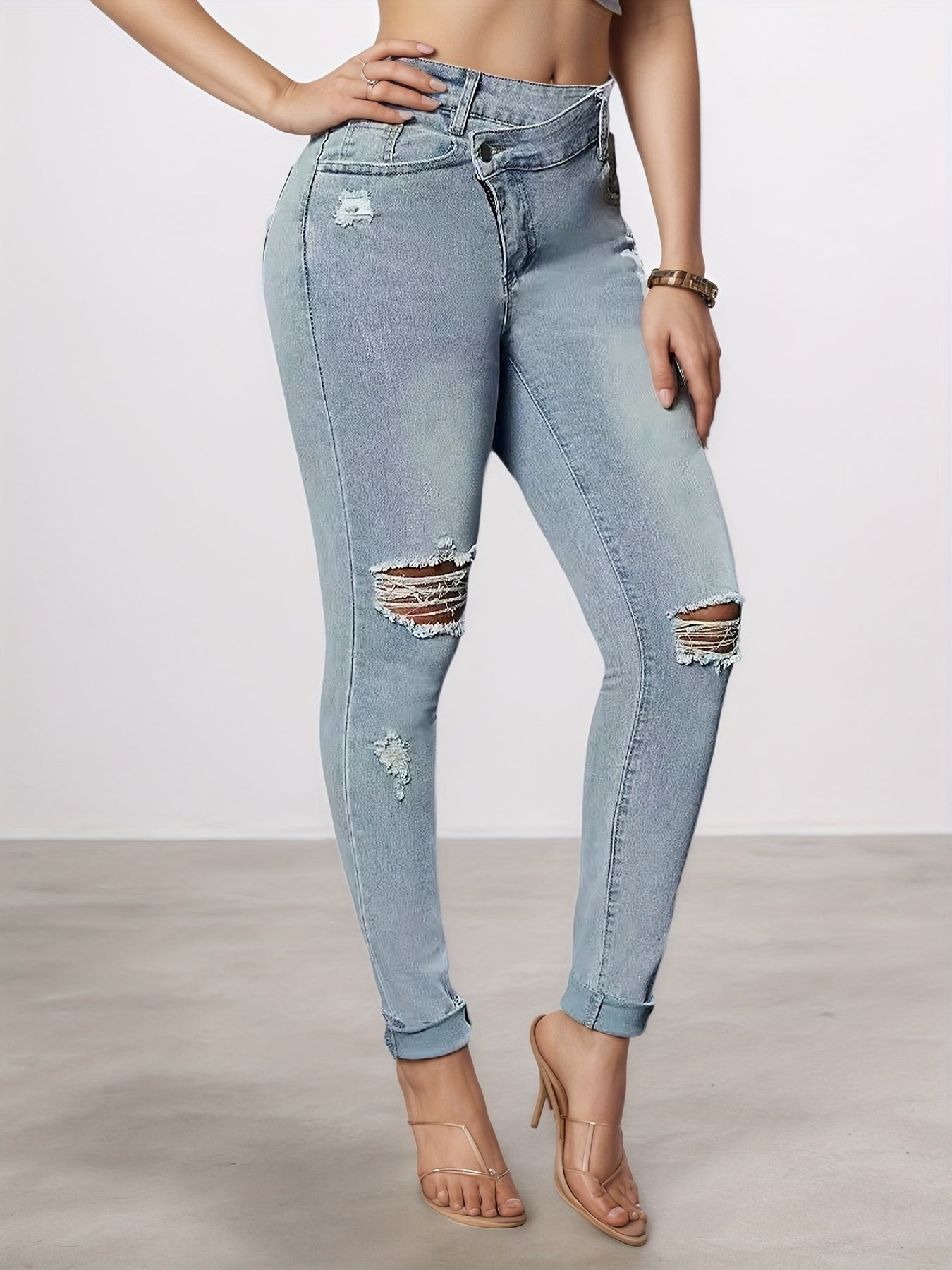 Tear Washed Slim Fit Denim jean Leggings