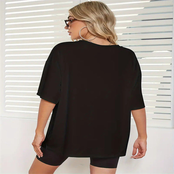 Printed Casual Plus Size Round Neck Short Sleeve T-shirt