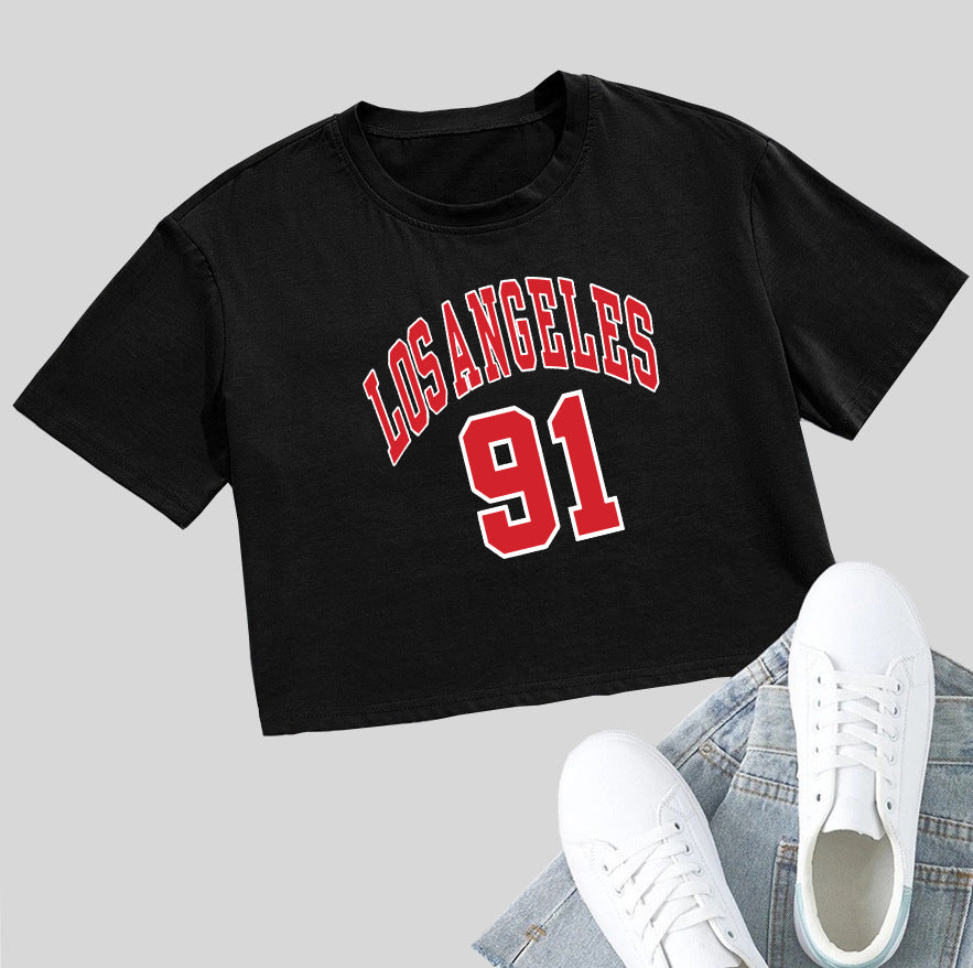 Personalized English Letters Summer Navel T-shirt