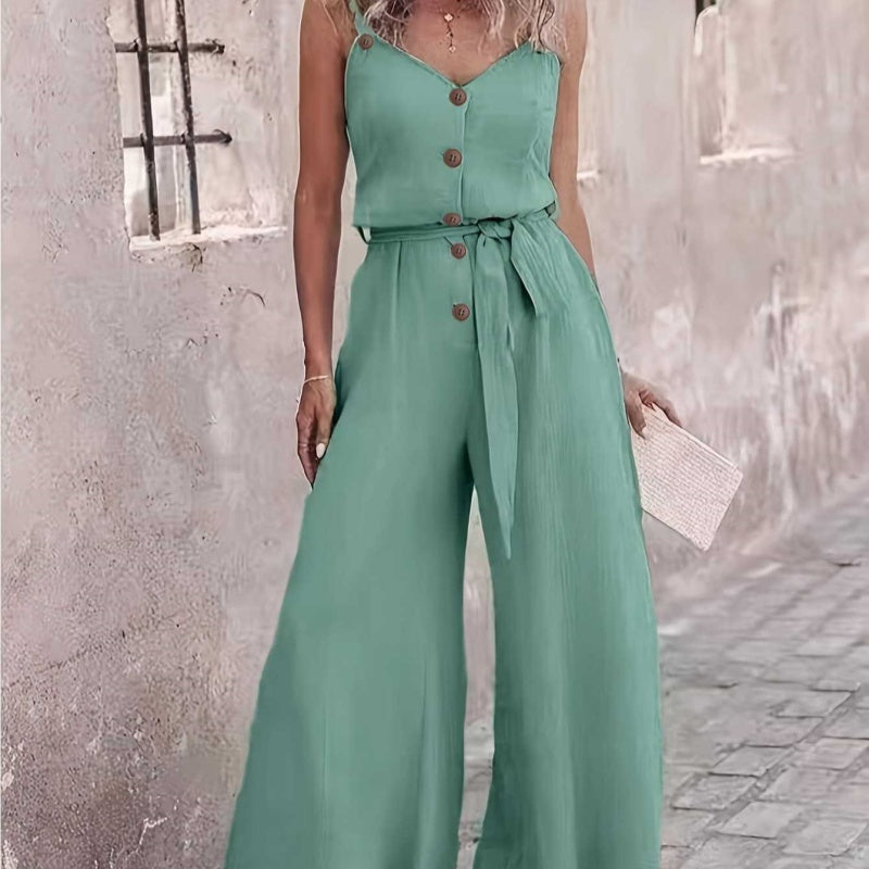 Drawstring Wide Leg Loose Jumpsuit