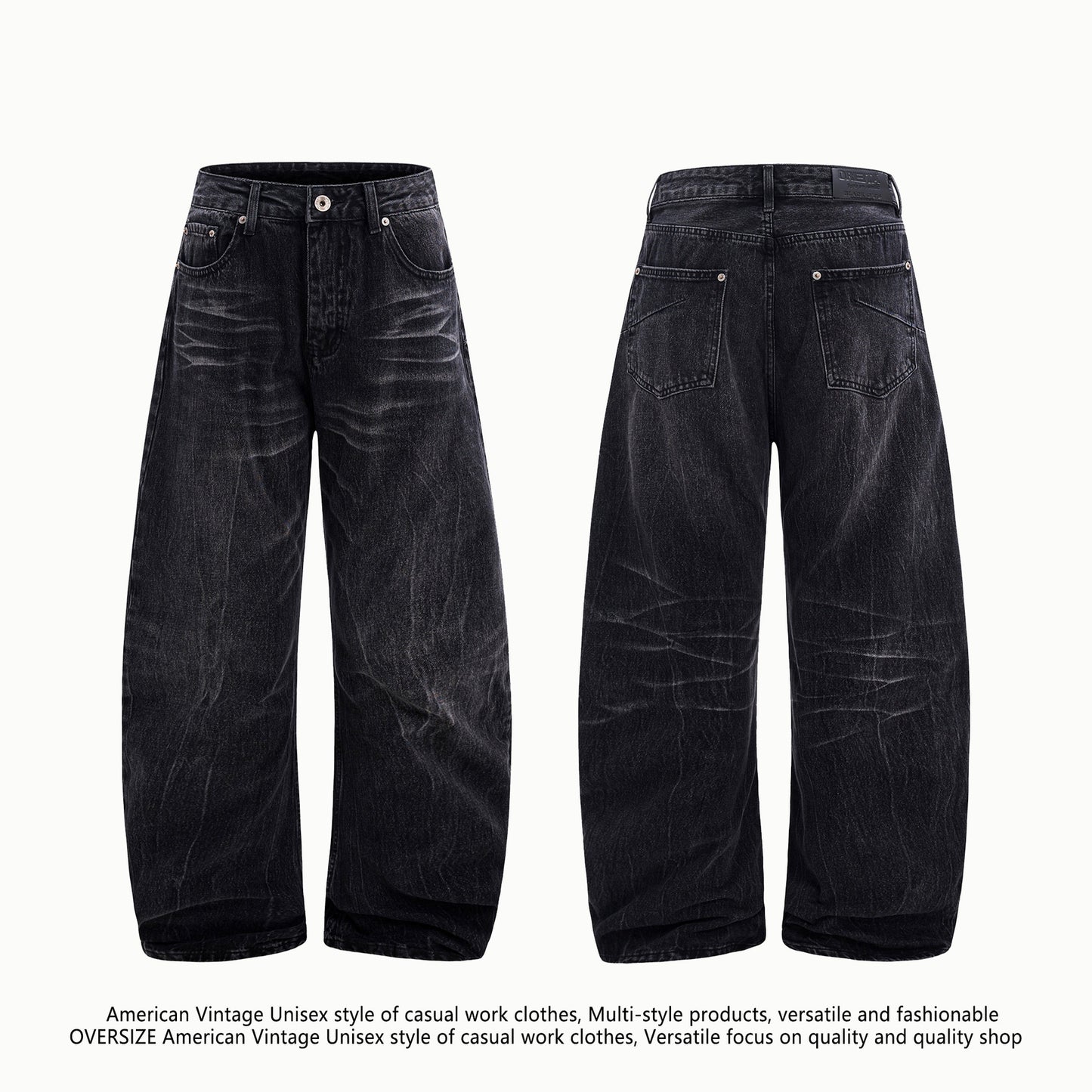 Washed Old Lightning Crack Jeans