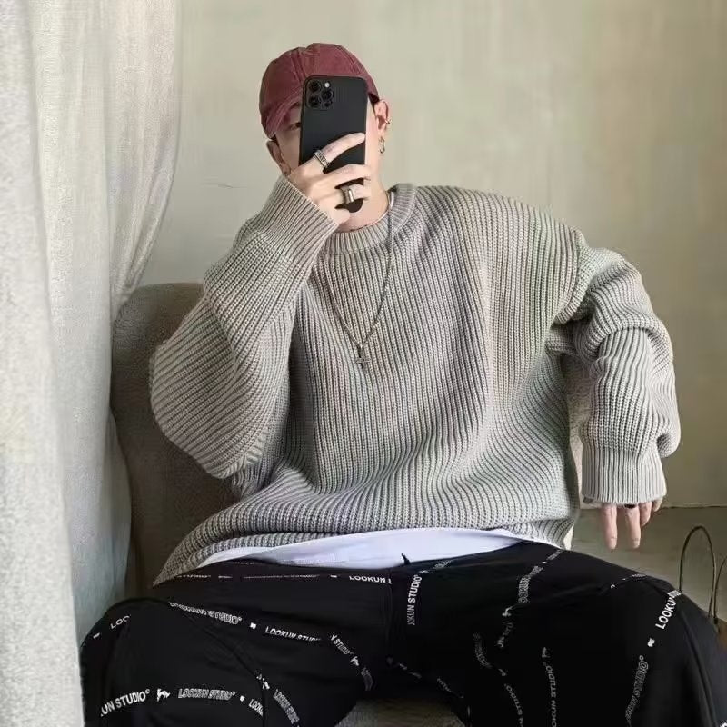 Casual Retro Crew Neck Sweater