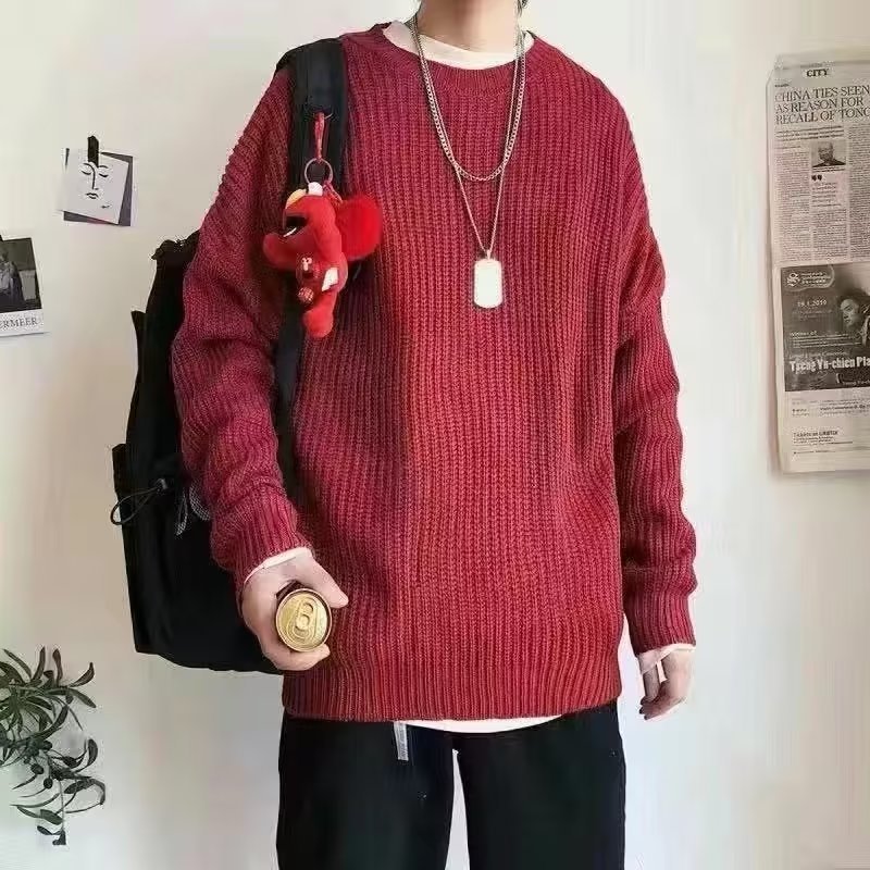 Casual Retro Crew Neck Sweater