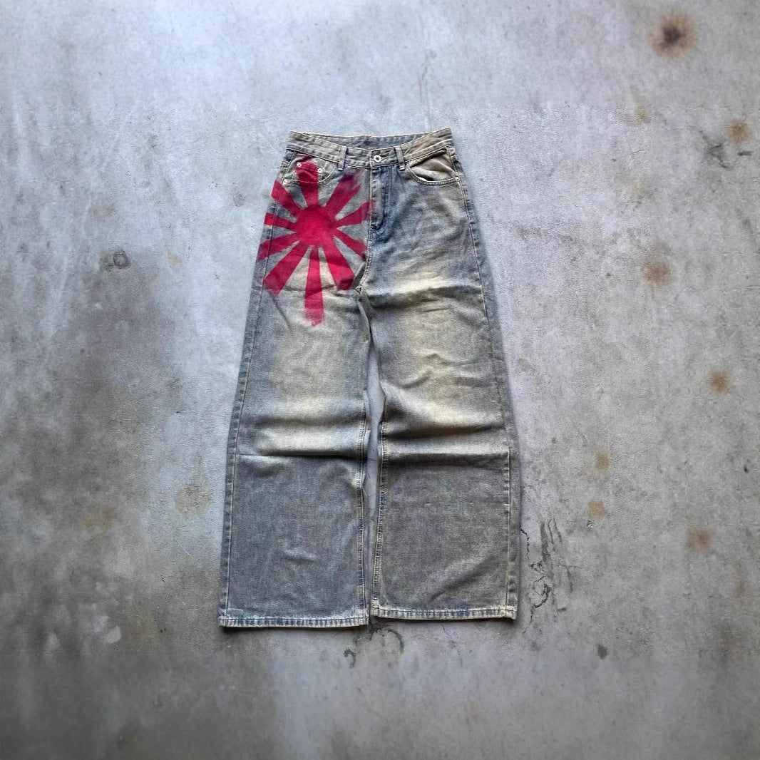 Wide-leg denim jeans