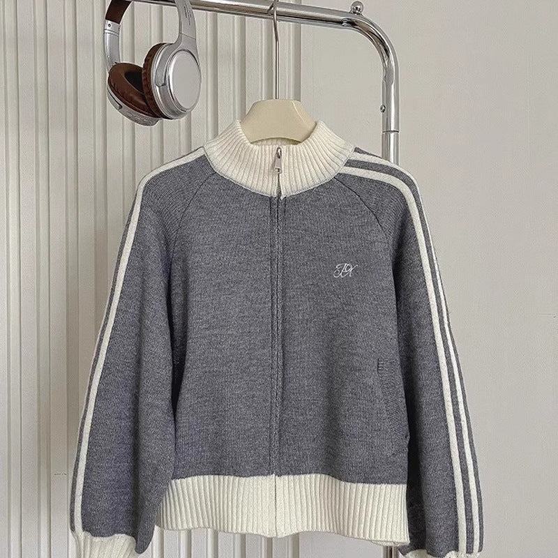 Long-sleeved Stand Collar Sweater Coat